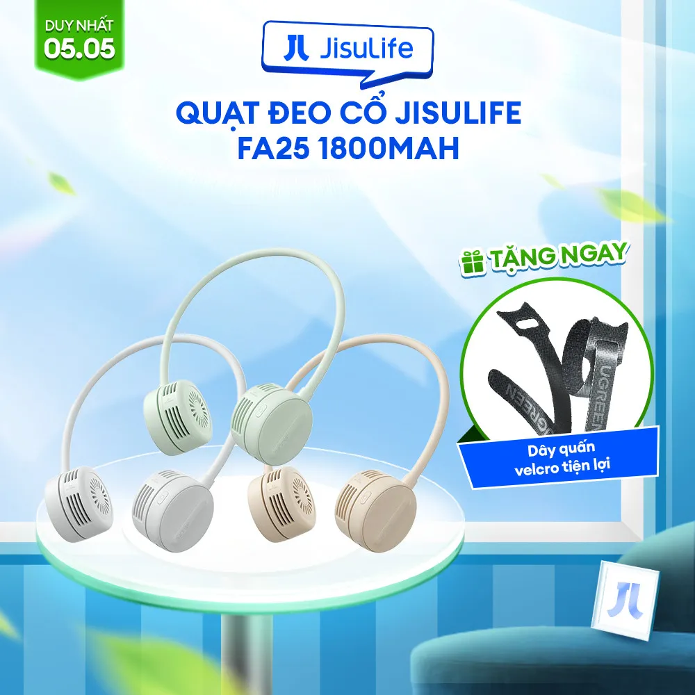 Ảnh Quạt Tích Điện Đeo Cổ JISULIFE FA25 1800mAh | 4 Cấp độ Gió | Uốn Dẻo Linh Hoạt | Sử dụng Tới 12H - Bảo Hành 12 Tháng 1