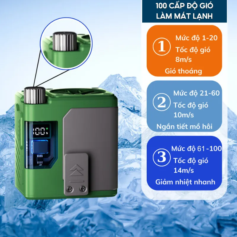 Ảnh Quạt Tích Điện Đeo Thắt Lưng HOKU Nhỏ Gọn Tiện Lợi, Tích Hợp Làm Sạc Dự Phòng Pin 10000mAh 2