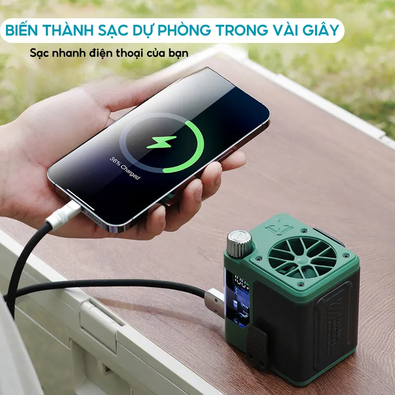 Ảnh Quạt Tích Điện Đeo Thắt Lưng HOKU Nhỏ Gọn Tiện Lợi, Tích Hợp Làm Sạc Dự Phòng Pin 10000mAh 3