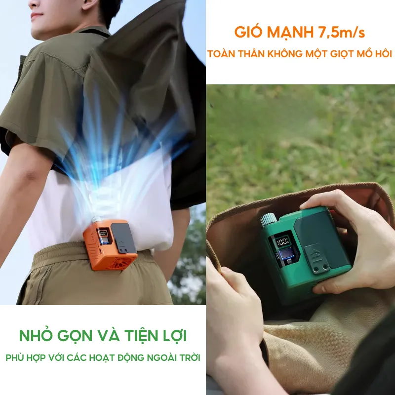Ảnh Quạt Tích Điện Đeo Thắt Lưng HOKU Nhỏ Gọn Tiện Lợi, Tích Hợp Làm Sạc Dự Phòng Pin 10000mAh 4
