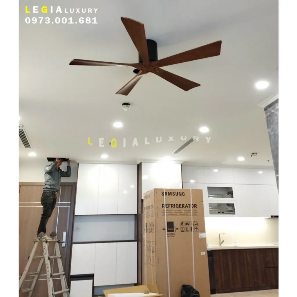 Ảnh Quạt Trần Cánh Gỗ Phong Cách Indochine LÊ GIA LGFAN738G - Chiều Cao 22cm - Sải Cánh 132cm - Bảo Hành 5 Năm 3
