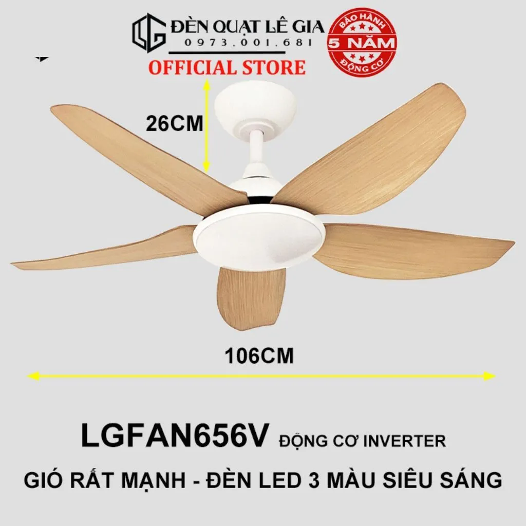 Ảnh Quạt Trần Chung Cư Cổ Ngắn Gió Mạnh | Quạt trần Lê Gia Bảo Hành 5 Năm 1