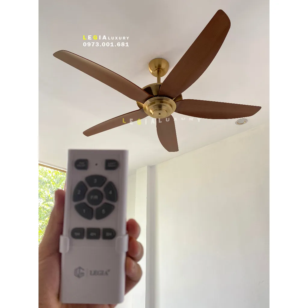 Ảnh Quạt trần hiện đại Strong Wind LGFAN869 | Quạt trần gió mạnh phù hợp trần 2.5m đến 4m | Quạt trần mạ vàng đẹp 1