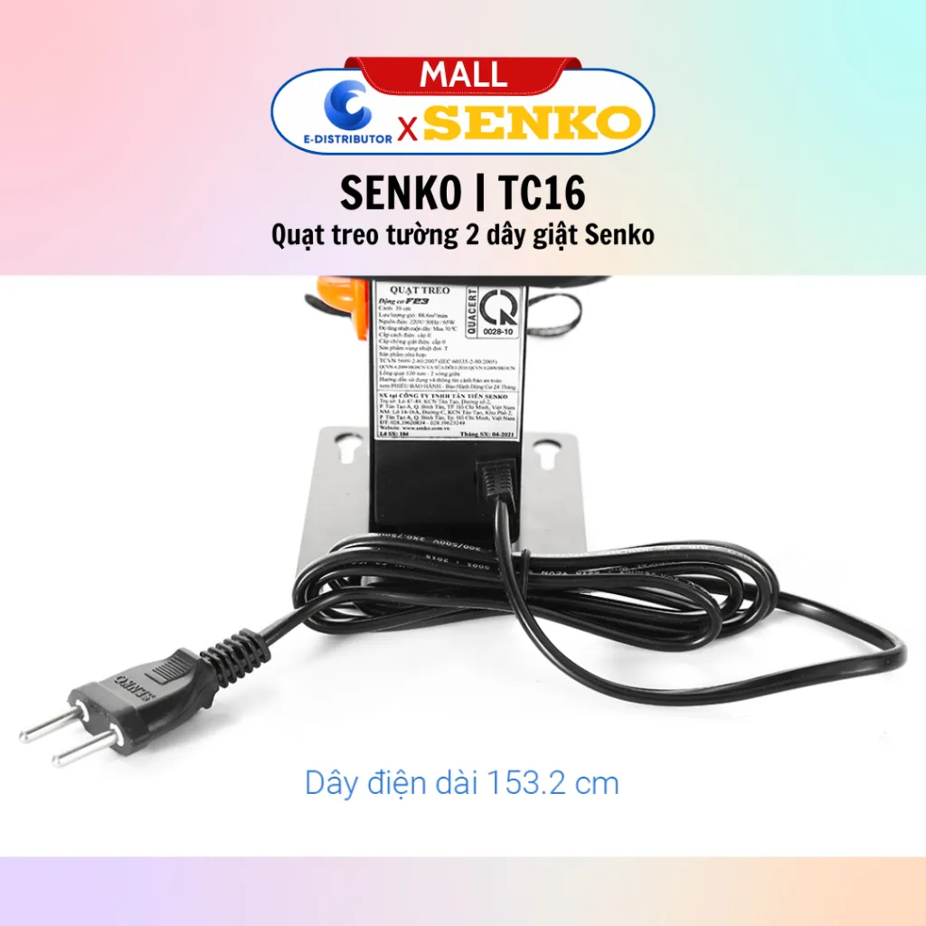 Ảnh Quạt treo tường 2 dây Senko TC16 - Hàng Chính Hãng 3