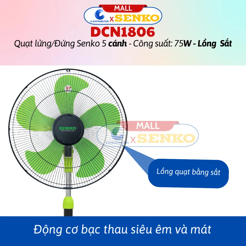 Ảnh Quạt đứng 4,5 tấc Senko DCN1806 - Công suất 75W - Màu ngẫu nhiên - Hàng Chính Hãng 1