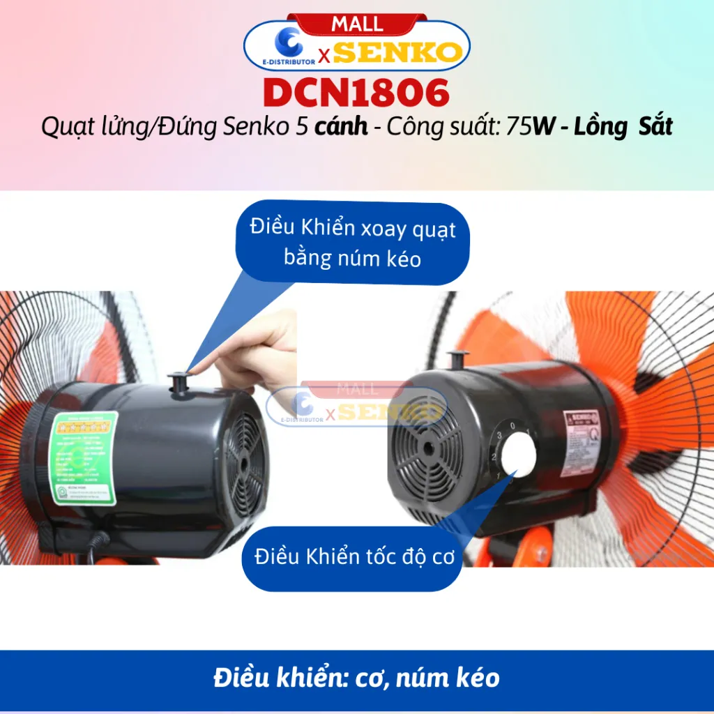 Ảnh Quạt đứng 4,5 tấc Senko DCN1806 - Công suất 75W - Màu ngẫu nhiên - Hàng Chính Hãng 2