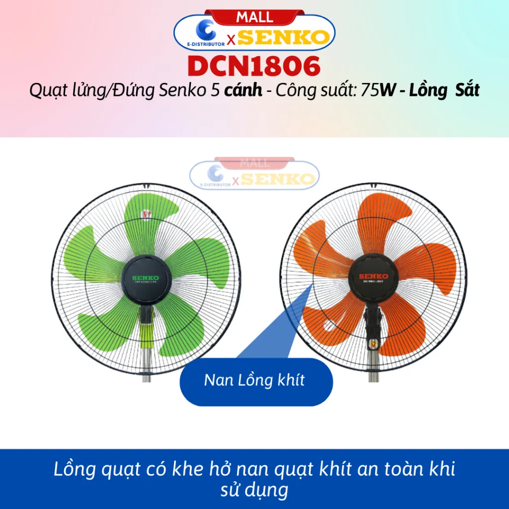 Ảnh Quạt đứng 4,5 tấc Senko DCN1806 - Công suất 75W - Màu ngẫu nhiên - Hàng Chính Hãng 4