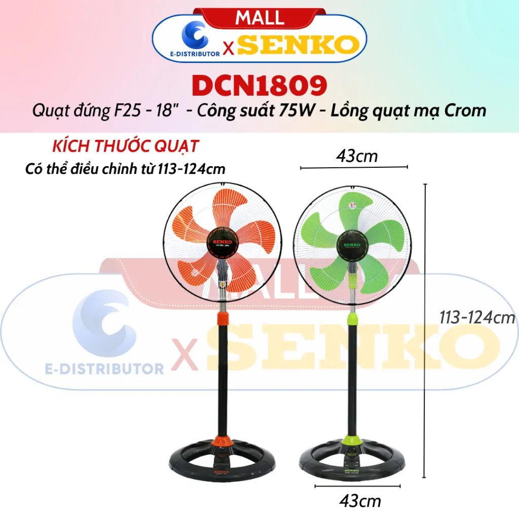 Ảnh Quạt Đứng Công Nghiệp Senko DCN1809/DCN1807 - Công suất 75W - Hàng Chính Hãng - Giao màu ngẫu nhiên 2