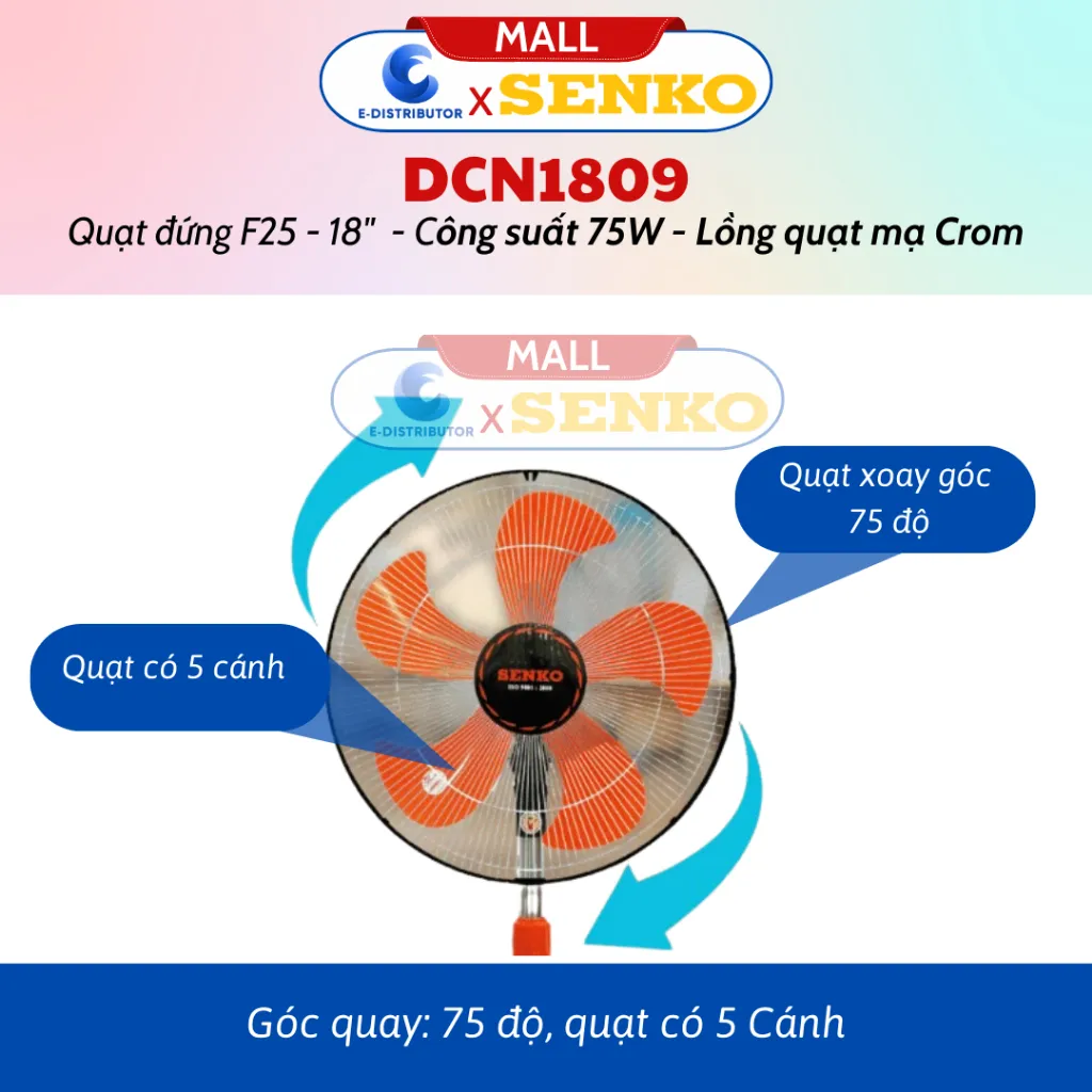 Ảnh Quạt Đứng Công Nghiệp Senko DCN1809/DCN1807 - Công suất 75W - Hàng Chính Hãng - Giao màu ngẫu nhiên 3