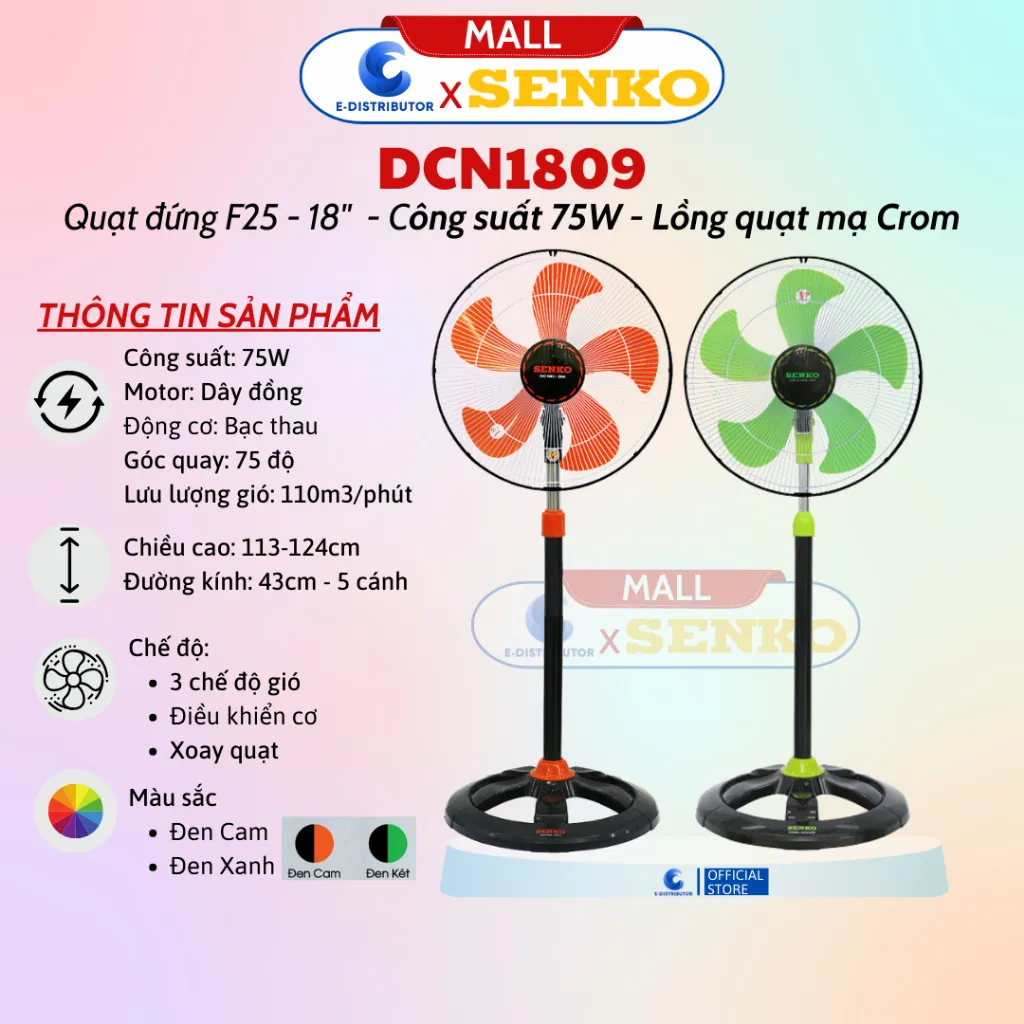 Ảnh Quạt Đứng Công Nghiệp Senko DCN1809/DCN1807 - Công suất 75W - Hàng Chính Hãng - Giao màu ngẫu nhiên 4