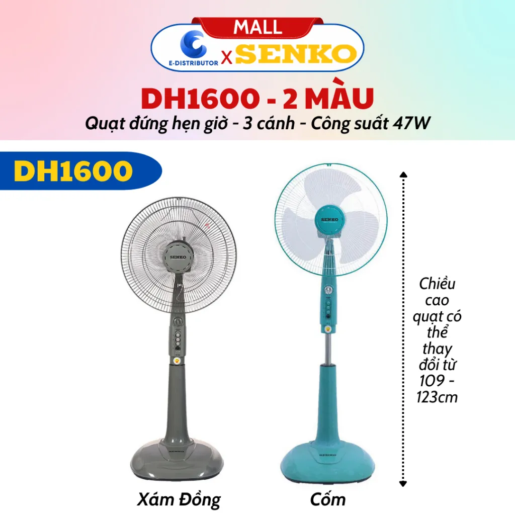 Ảnh Quạt đứng hẹn giờ SENKO DH1600 - Màu ngẫu nhiên - Hàng chính hãng 2