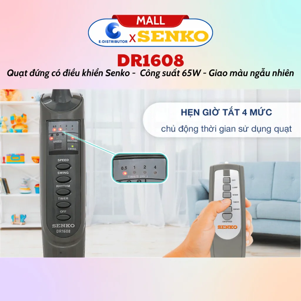 Ảnh Quạt đứng điều khiển từ xa Senko DR1608 - Màu ngẫu nhiên - Hàng Chính Hãng 3