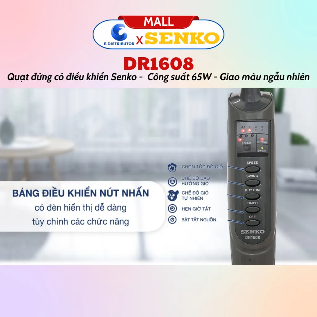 Ảnh Quạt đứng điều khiển từ xa Senko DR1608 - Màu ngẫu nhiên - Hàng Chính Hãng 4