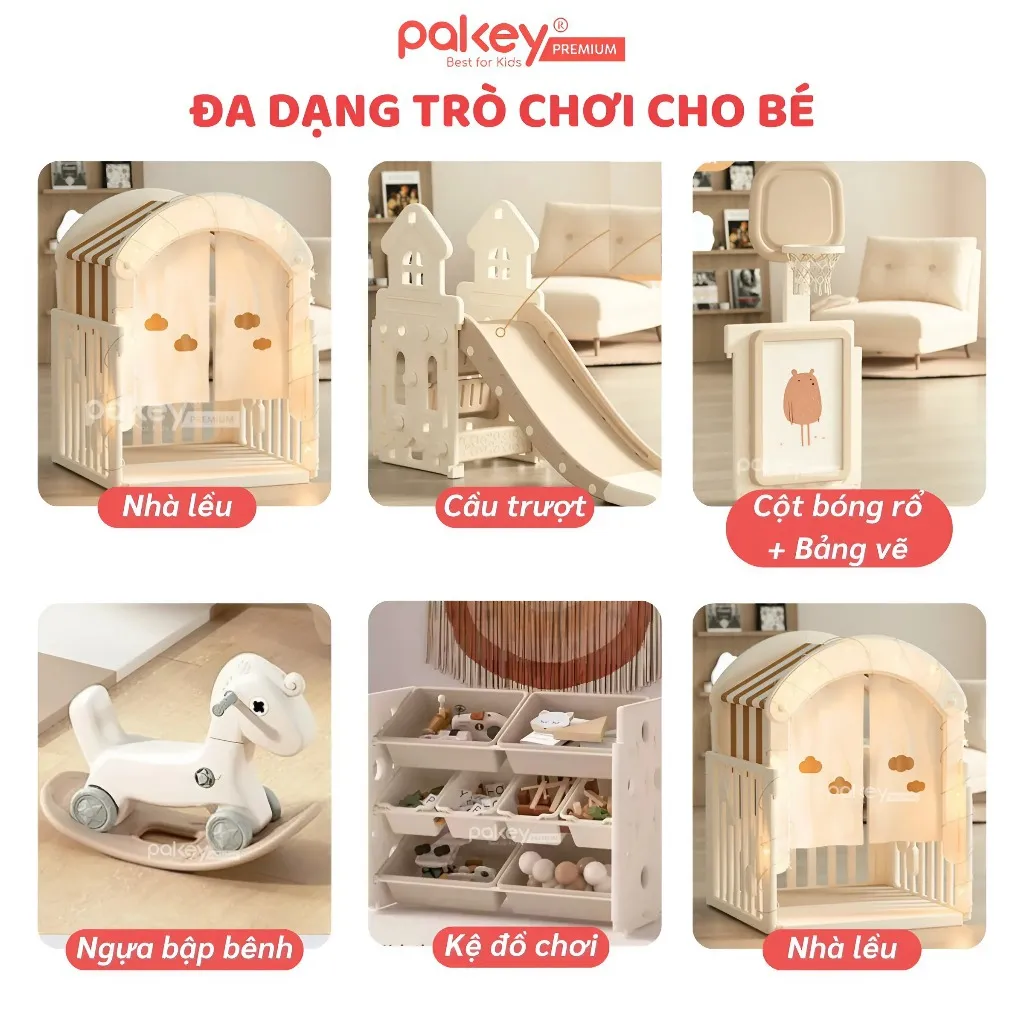 Ảnh Quây Cũi Nhựa Full PAKEY Gấu Mặt Trăng Tích Hợp Nhiều Trò Chơi Cho Bé, Chiều Cao Vượt Trội 65cm - Bảo Hành Trọn Đời 3