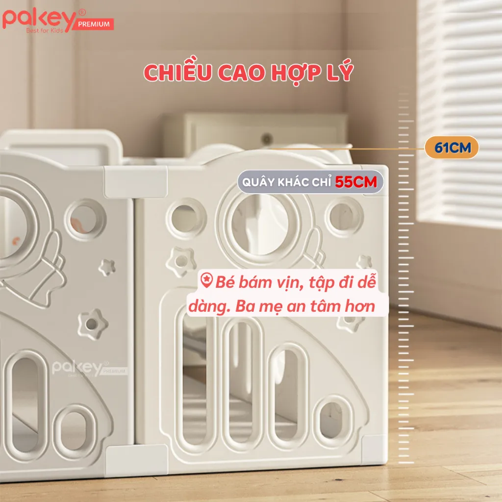 Ảnh Quây Cũi Nhựa Full Set PAKEY Phi Hành Gia Nhiều Trò Chơi Thú Vị, Quây Cao 61cm Cho Bé - Bảo Hành Trọn Đời 2