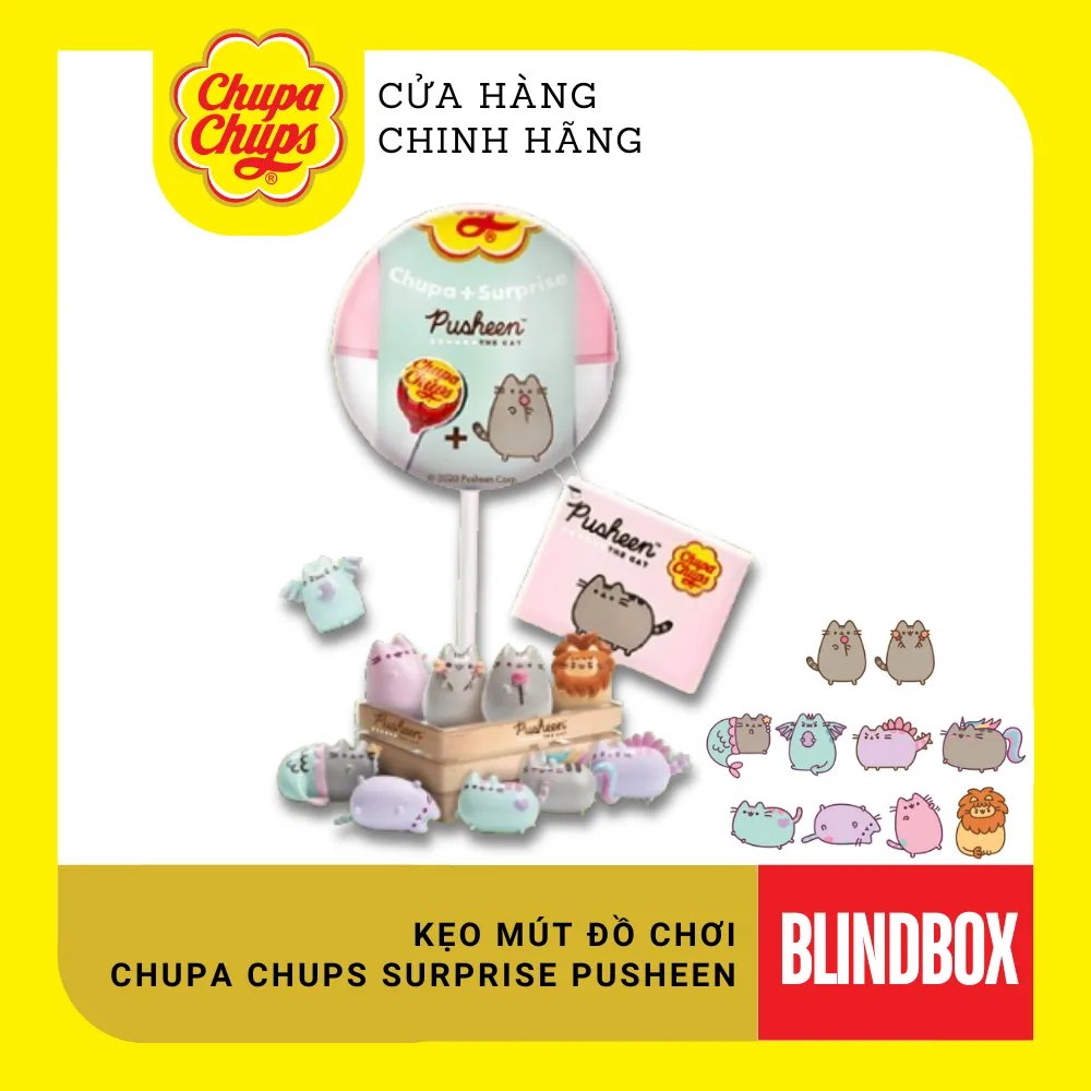Ảnh Que kẹo mút Hương dâu đầy bí ẩn Chupa Chups sưu tầm những chú mèo dễ thương Pusheen, Hello Kitty (1 que) 2