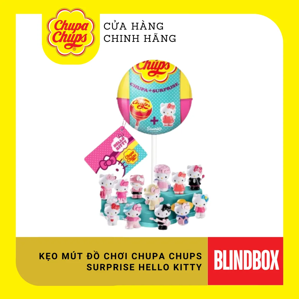 Ảnh Que kẹo mút Hương dâu đầy bí ẩn Chupa Chups sưu tầm những chú mèo dễ thương Pusheen, Hello Kitty (1 que) 3