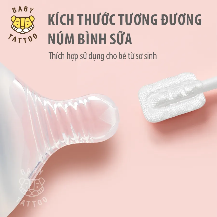 Ảnh Que Rơ Lưỡi BABY TATTOO, Đầu Que Mini Giúp Làm Sạch Răng Miệng Cho Bé, Thiết Kế Mềm Mại, Hộp 20 Que 4