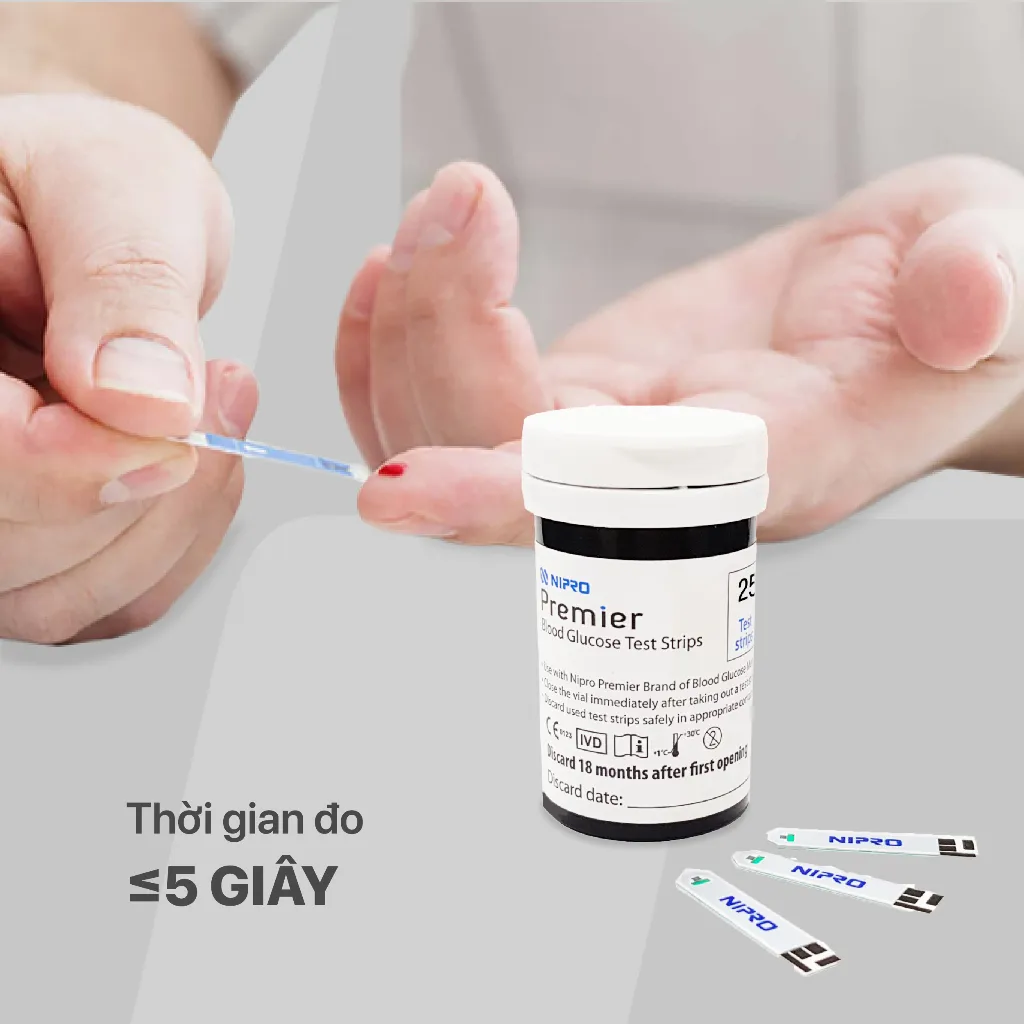 Ảnh Que thử đường huyết Nipro Premier Alpha - Dành cho máy đo đường huyết Nipro Premier Alpha HSD 10.2025 1