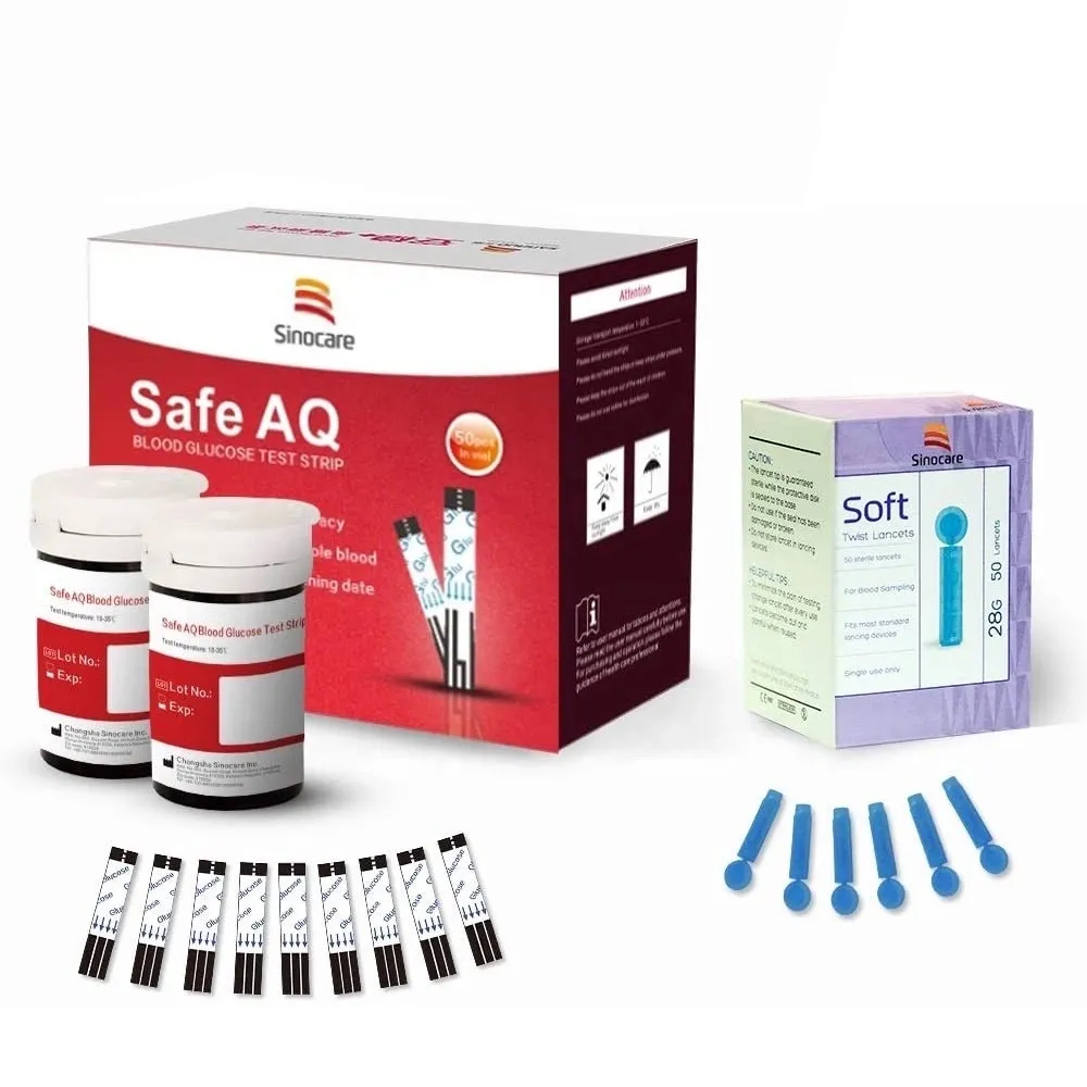 Ảnh Que Thử Đường Huyết Safe AQ Smart Chính Hãng Sinocare Hộp 50 Que Tặng Kèm 50 Kim 2