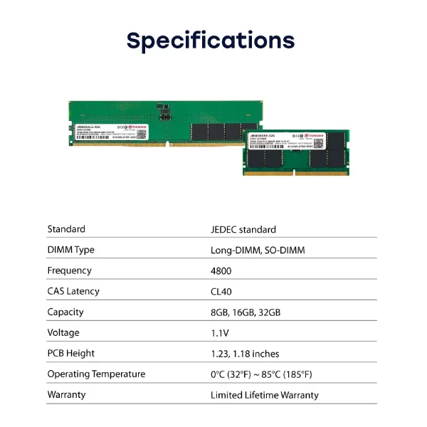 Ảnh Ram Laptop Transcend JM DDR5 4800 SO-DIMM 8GB/16GB/32GB - Bảo hành 3 năm 4