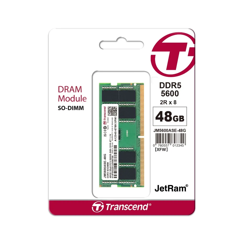 Ảnh Ram Laptop Transcend JM DDR5 5600 SO-DIMM 8GB / 16GB / 24GB / 32GB / 48GB - Bảo hành 3 năm 2