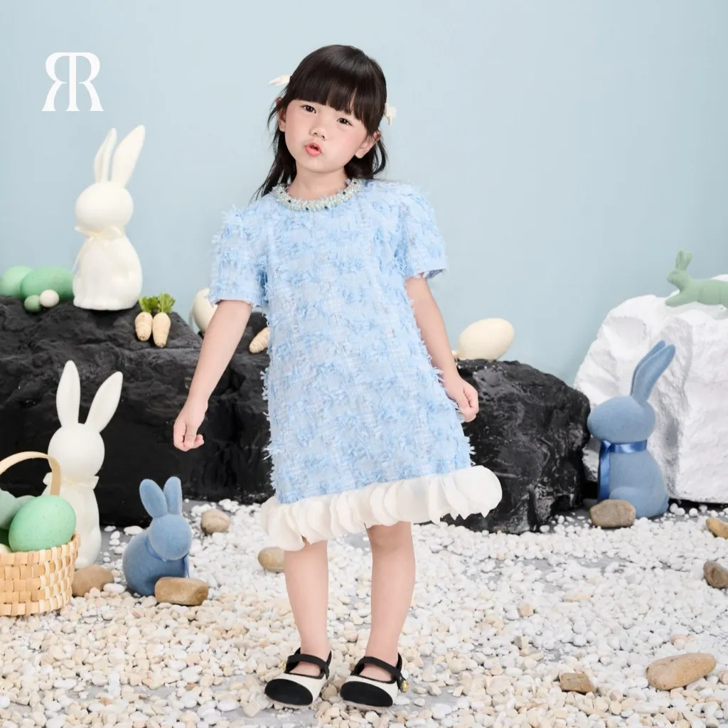 Ảnh RẬP BABY - Váy Baby Tweed Xanh - BABI 04 1