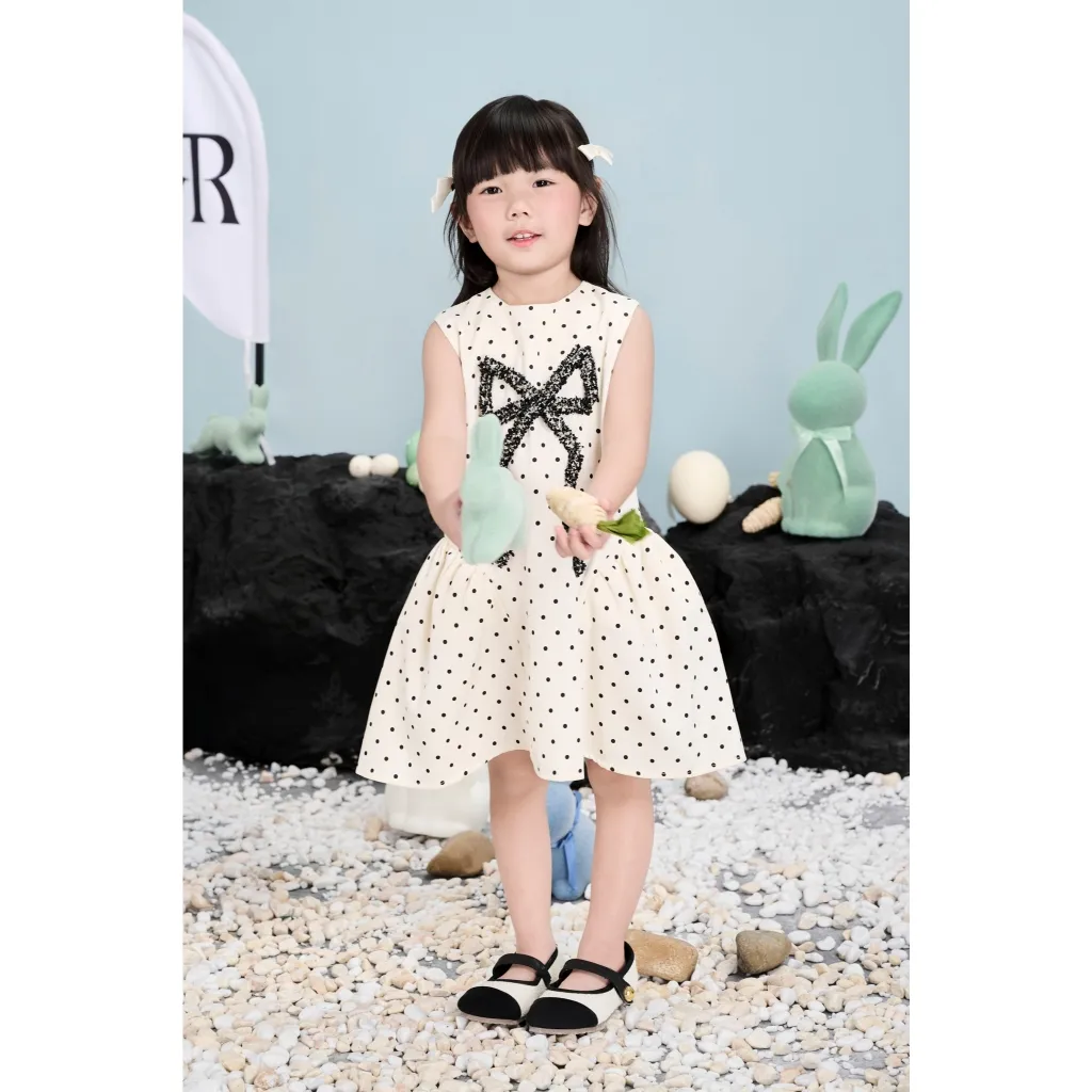 Ảnh RẬP MOMMY & BABY - Đầm Chấm Bi Cổ Tròn Đính Nơ - MOMMY 08 4