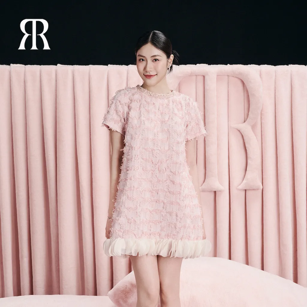 Ảnh RẬP MOMMY & BABY - Đầm Hồng Cổ Tròn Kết Dây Tweed Tay Ngắn - PARIS 04 4