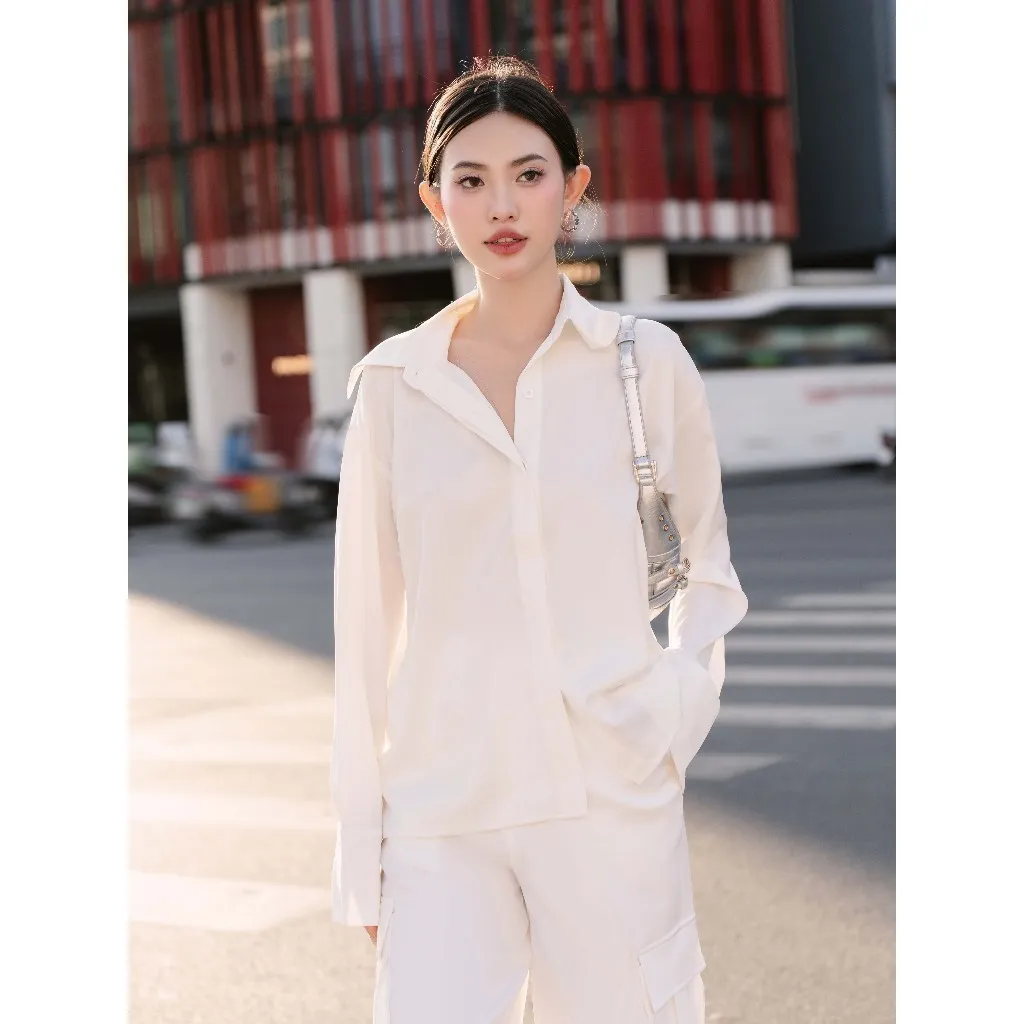 Ảnh RECHIC Áo kiểu sơ mi Zeny tay dài cơ bản sang trọng 4