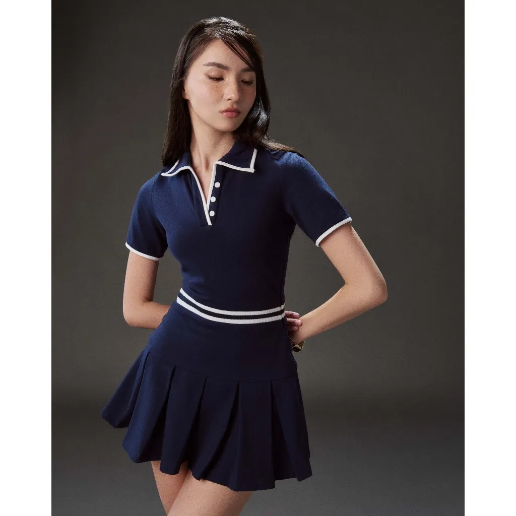 Ảnh RECHIC Đầm xòe ngắn Kane cổ polo tà xếp ly dáng chiết eo tay ngắn năng động 1