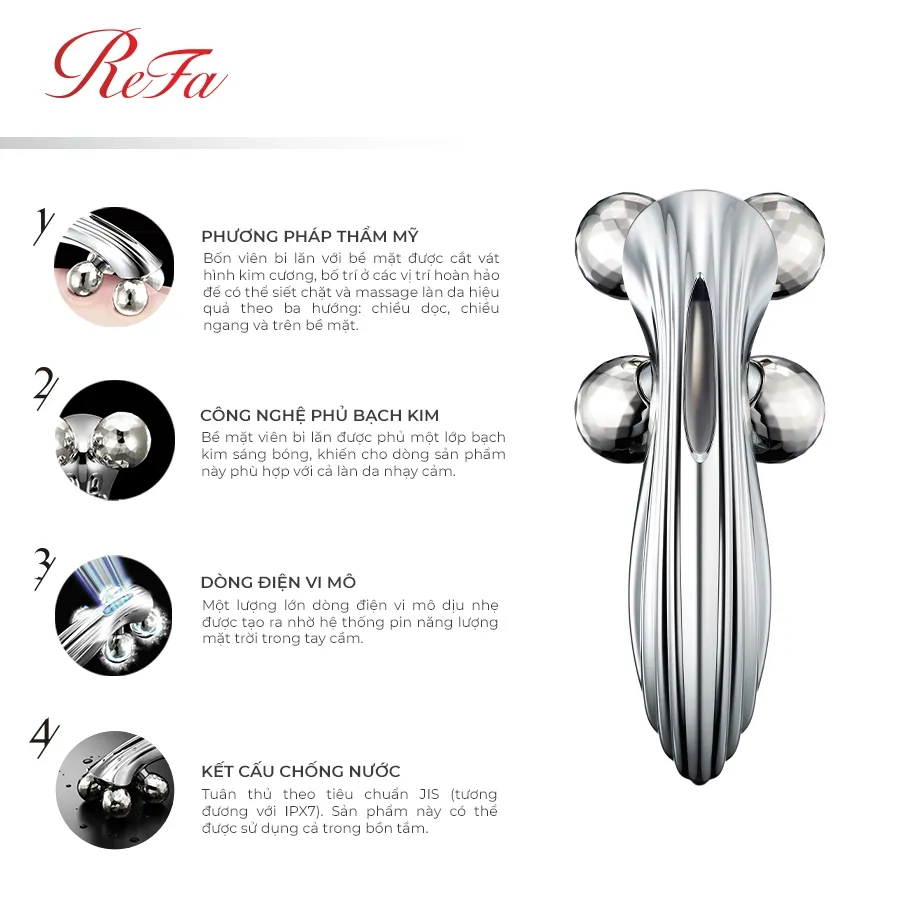 Ảnh ReFa 4 CARAT RAY Cây lăn massage 360 độ - Công nghệ phủ bạch kim 2