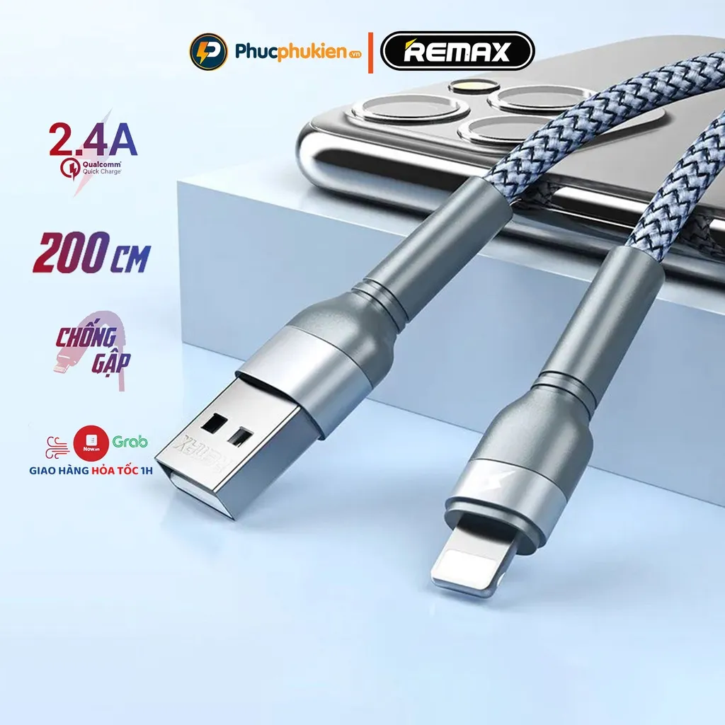Ảnh Remax 124i - Cáp sạc 2m hỗ trợ sạc nhanh 12w dành cho 14 Pro max trở xuống - Phúc Phụ Kiện Remax 2