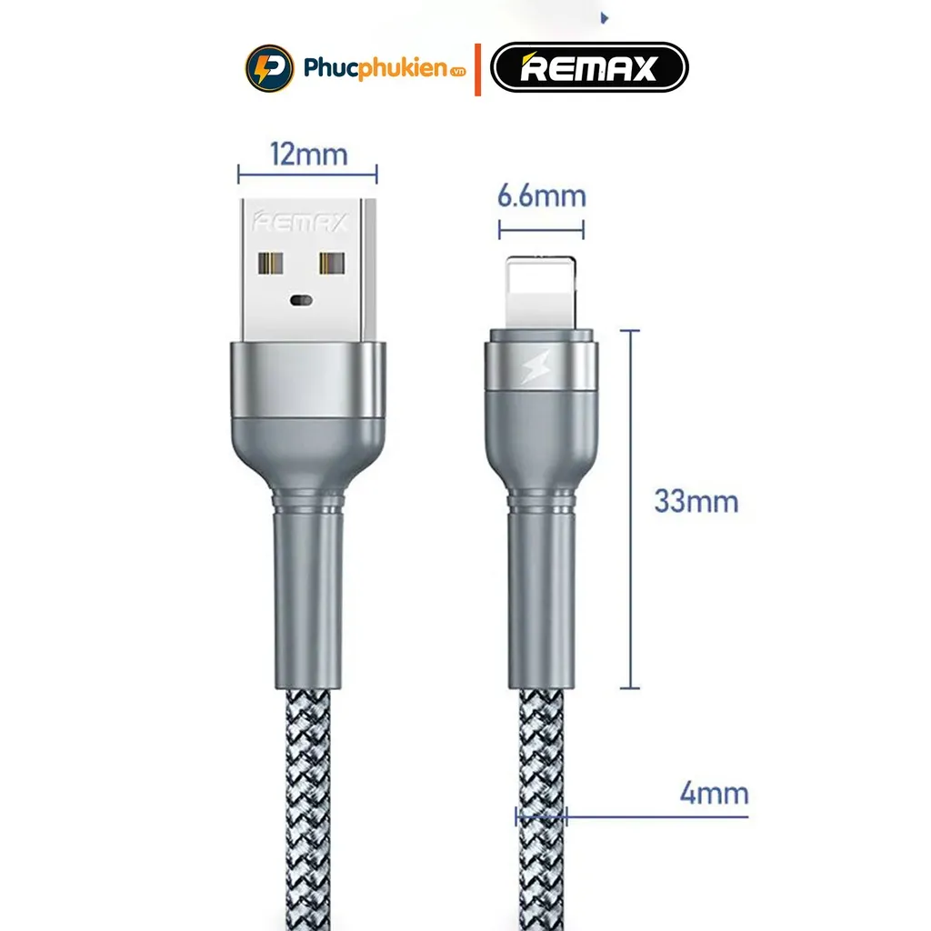 Ảnh Remax 124i - Cáp sạc 2m hỗ trợ sạc nhanh 12w dành cho 14 Pro max trở xuống - Phúc Phụ Kiện Remax 3