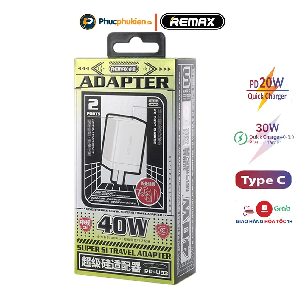 Ảnh Remax U33 - Củ sạc nhanh chính hãng hỗ trợ sạc nhanh 20w 2 thiết bị cùng lúc - Phúc Phụ kiện bảo hành 12 tháng 1 đổi 1 3