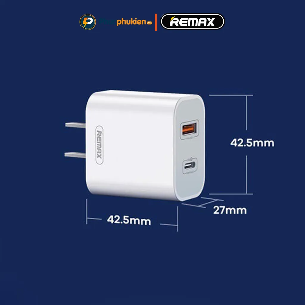 Ảnh Remax U68 - Bộ sạc 2 cổng 20w sạc nhanh PD 20w và QC3.0 18w sạc 30 phút đầy 50% pin - Phúc Phụ Kiện 3