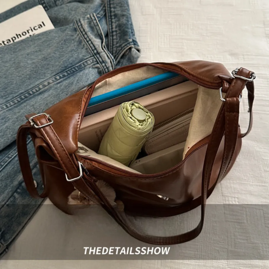 Ảnh Retro Nữ Da PU Thời Trang Vai Nữ Messenger Túi Dung Tích Lớn Đa Năng Phương Pháp Lưng Túi Đeo Ngang 2