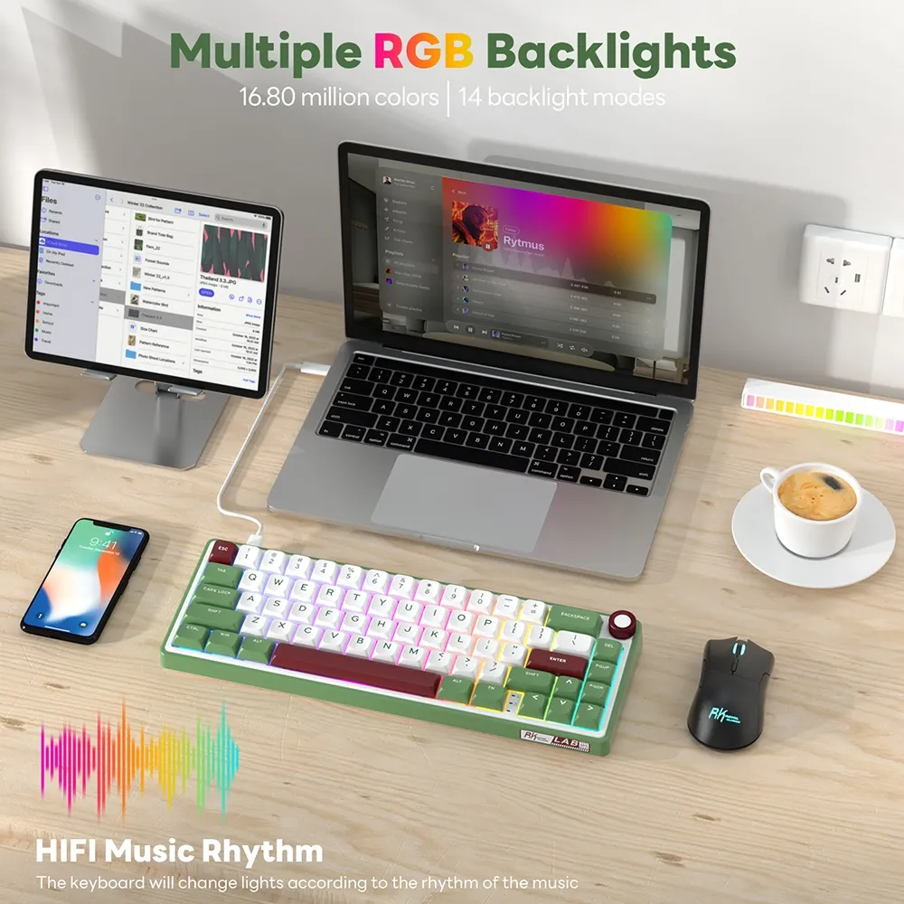 Ảnh Rk ROYAL KLUDGE RK R65 Gioăng Bàn Phím Cơ Hoán Đổi Nóng Có Dây 4
