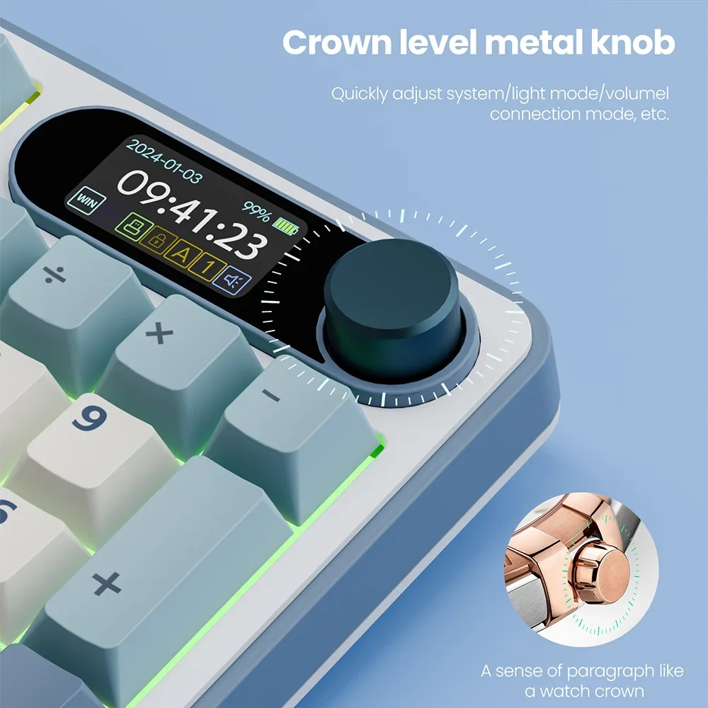 Ảnh Rk Royal Kludge RK S98 98 Key Tri-Mode RGB Có Dây Bluetooth 2.4G Không Dây 3 Chế Độ Với Màn Hình TFT 4