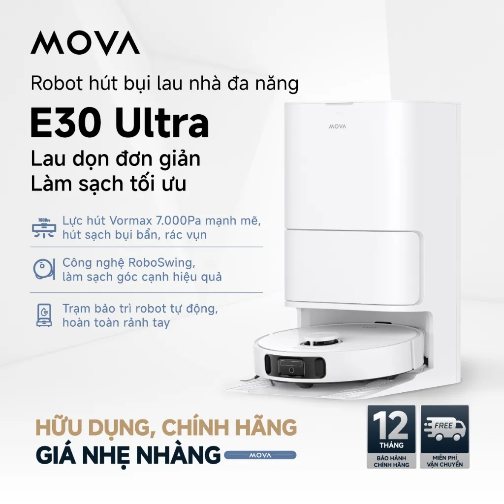 Ảnh Robot hút bụi lau nhà tự làm sạch đa năng Mova E30 Ultra - Hàng chính hãng - Bảo hành 12 tháng 1