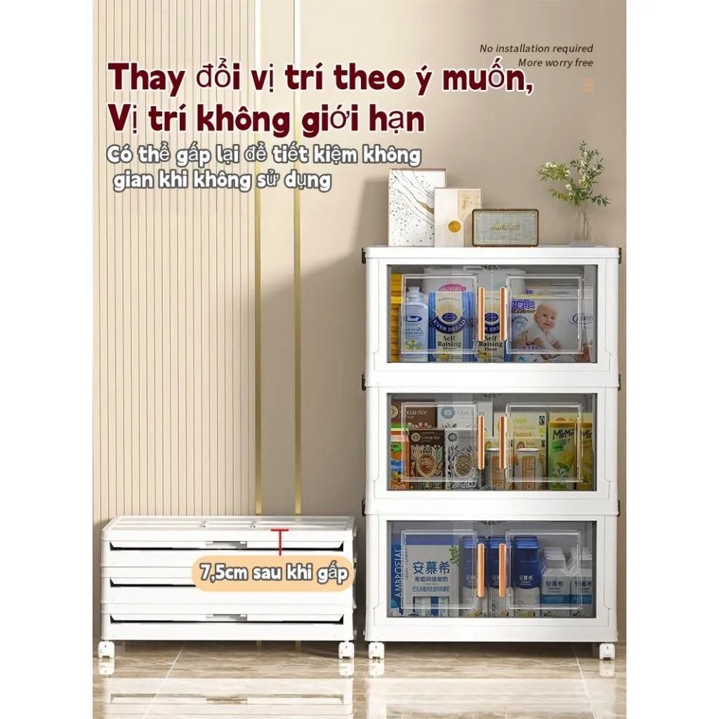 Ảnh 【Rộng 50】Derorice Tủ đựng đồ nhựa màu trắng thời trang,  lắp đặt tự do,có sẵn 3/4/5/6 tầng, linh hoạt kết hợp 3