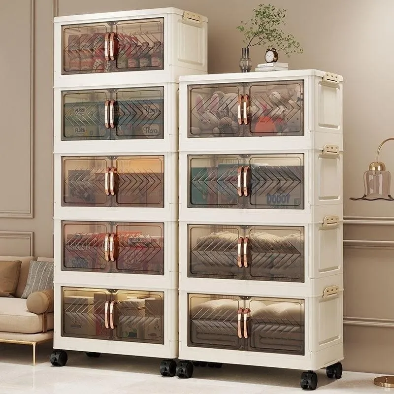 Ảnh 【Rộng 70】Derorice Tủ đựng đồ gấp tủ đựng đồ phòng khách phòng ngủ bếp Làm dày nhựa pp năm lớp công suất lớn 4