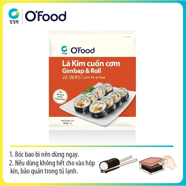 Ảnh Rong biển / lá kim cuốn cơm Hàn Quốc O'food 10g, sử dụng cho các món kimbap, sushi 4