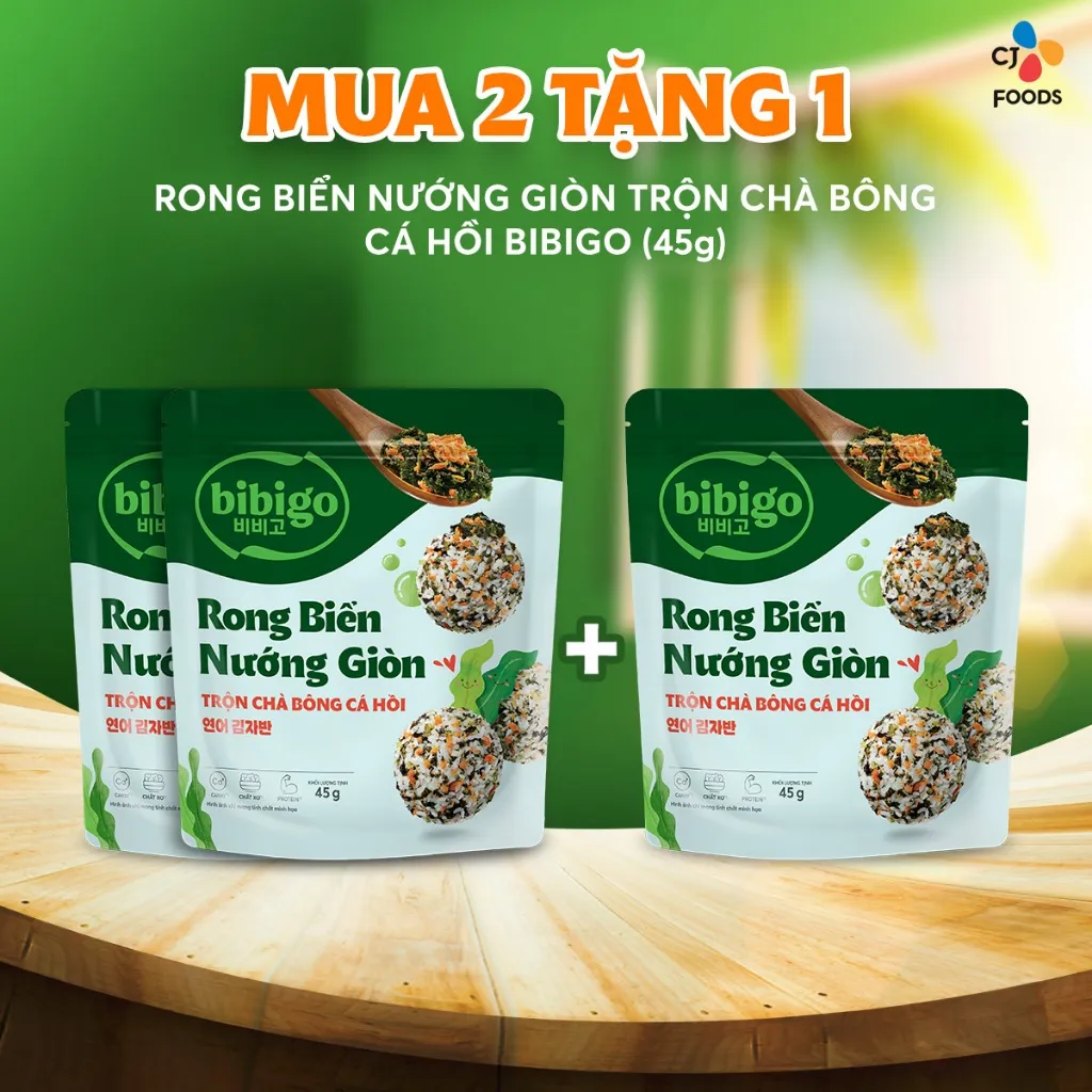 Ảnh Rong biển nướng giòn rắc trộn cơm Hàn Quốc Bibigo vị Nước tương/ Chà bông cá hồi/ Trộn khô heo 2