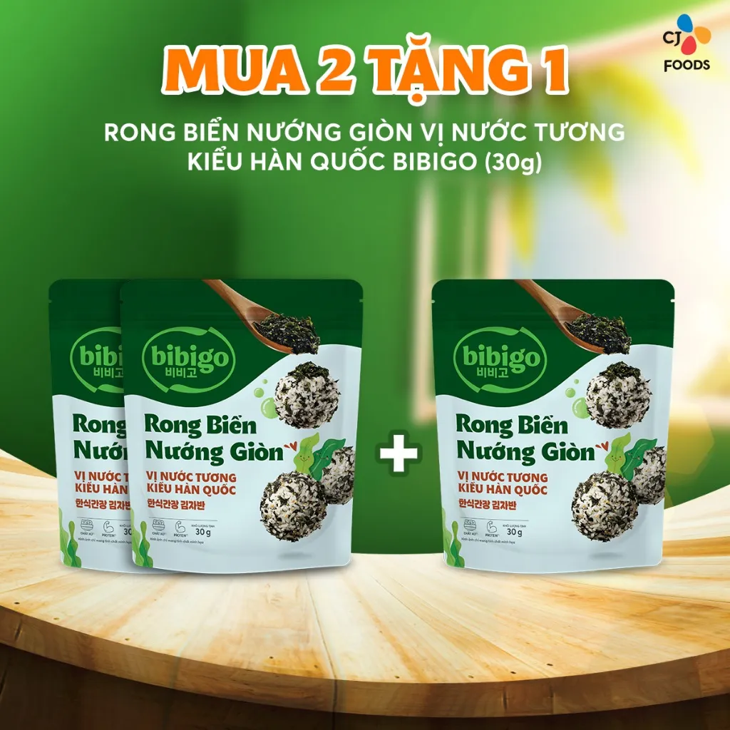 Ảnh Rong biển nướng giòn rắc trộn cơm Hàn Quốc Bibigo vị Nước tương/ Chà bông cá hồi/ Trộn khô heo 3