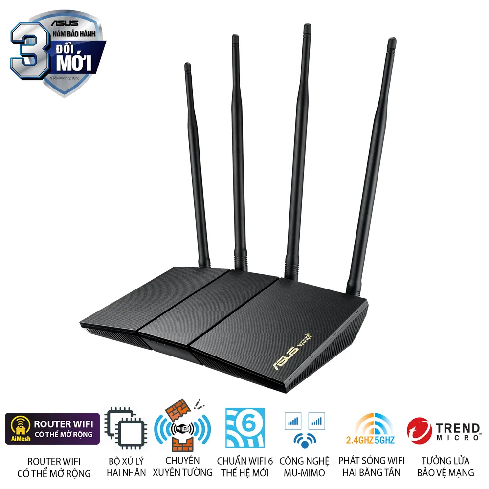 Ảnh Router Wi-Fi 6 Xuyên Tường Gigabit AX1800 RT-AX1800HP 1