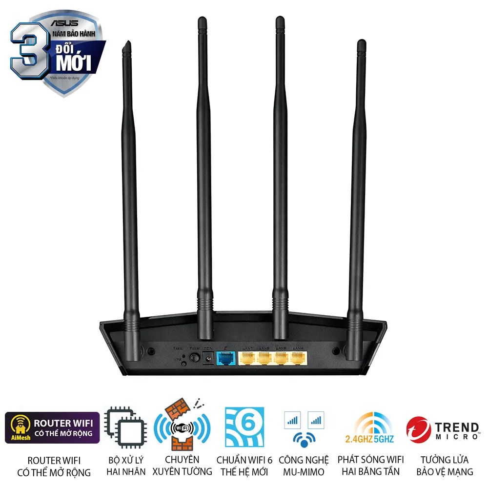 Ảnh Router Wi-Fi 6 Xuyên Tường Gigabit AX1800 RT-AX1800HP 3