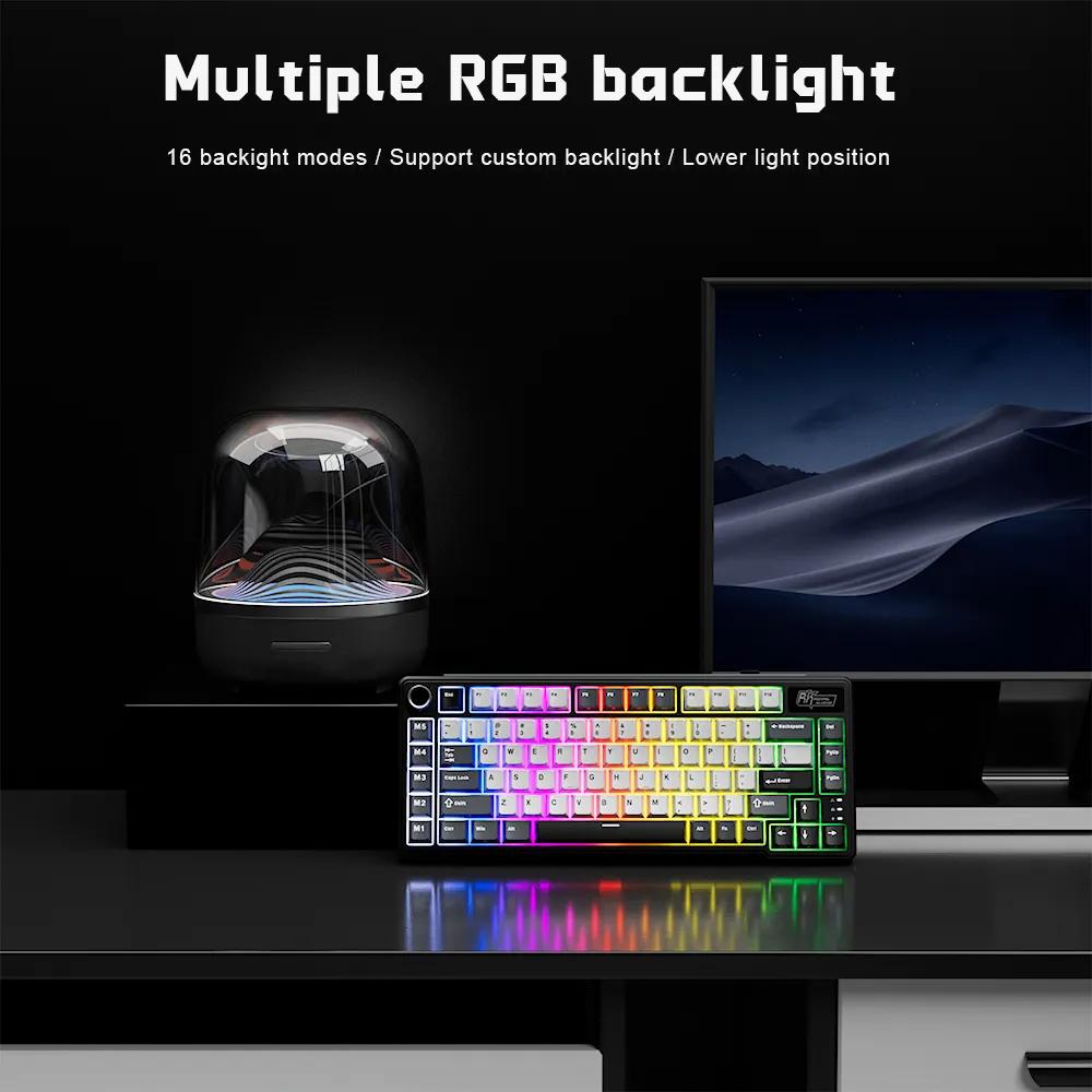 Ảnh Royal Kludge RK L75 Knight Black 85 Key Diy Tri-Mode RGB Bàn phím cơ không dây Bluetooth 2.4G 3