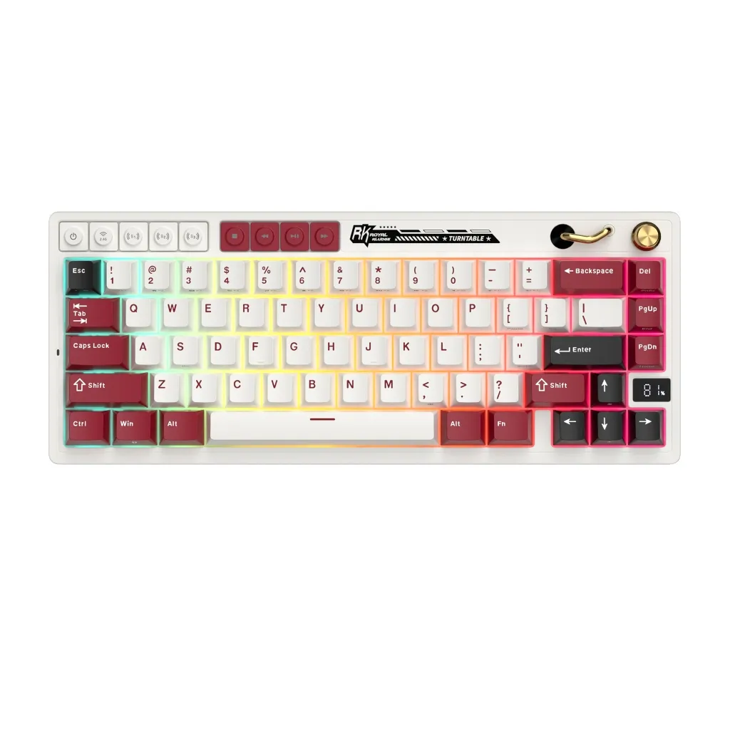 Ảnh Royal Kludge RK M65 Famicom 66 Key Tri-Mode RGB Có Dây Bluetooth 2.4G Không Dây Có Núm Bàn Phím Cơ 2