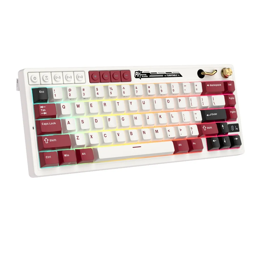 Ảnh Royal Kludge RK M65 Famicom 66 Key Tri-Mode RGB Có Dây Bluetooth 2.4G Không Dây Có Núm Bàn Phím Cơ 3